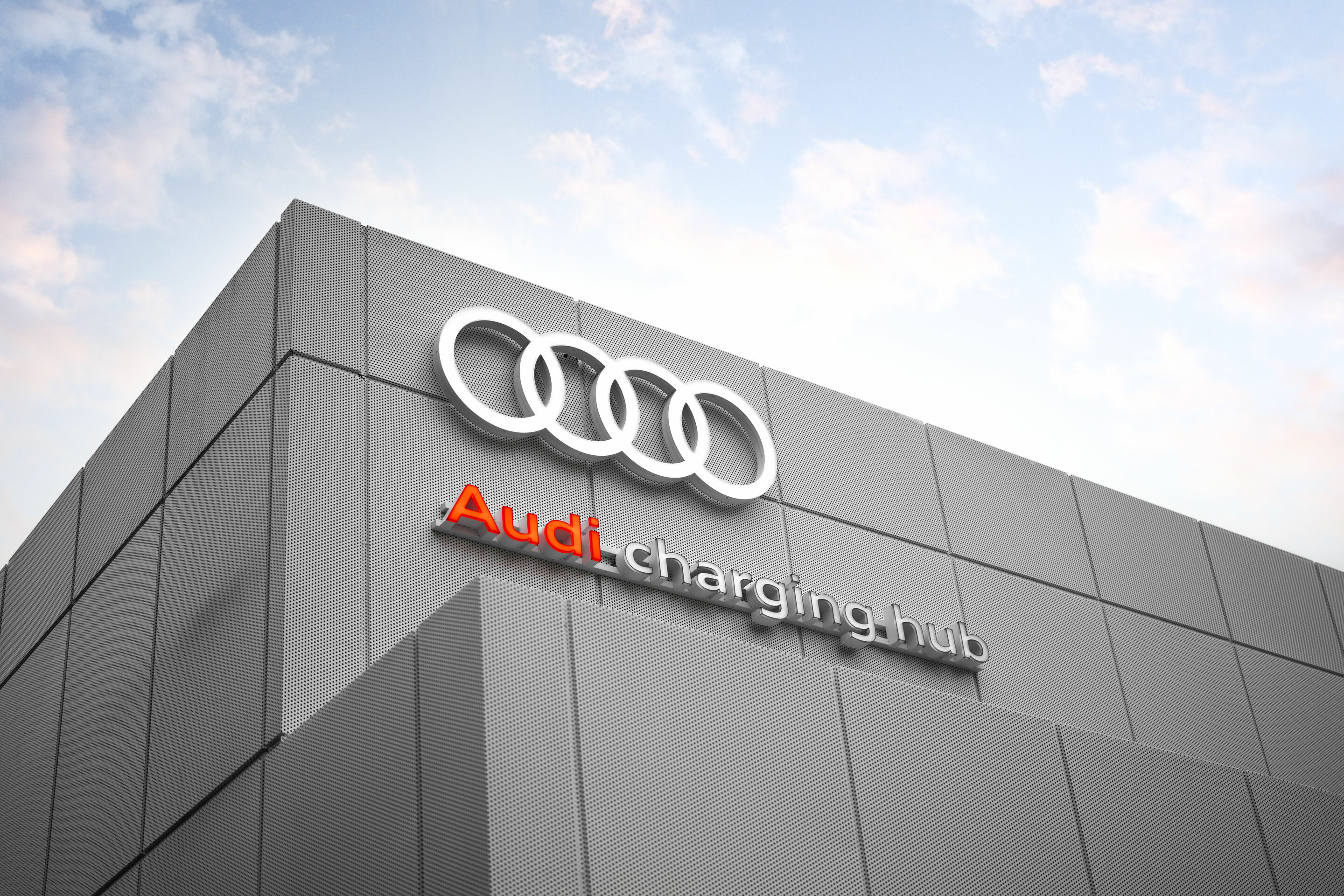 Weltneuheit: Start des Audi charging hub als städtisches Schnellladekonzept