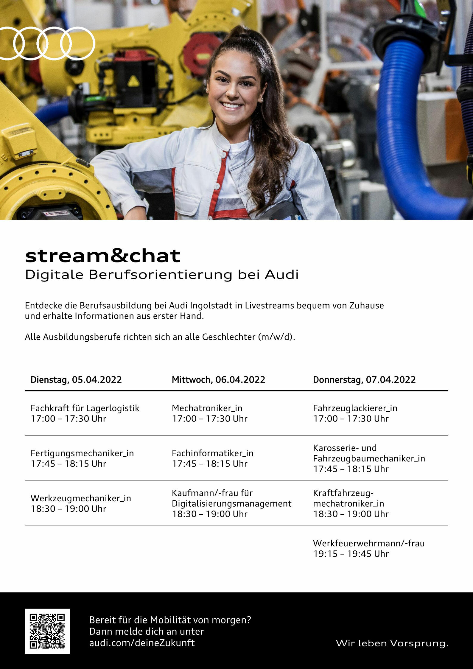 Dates for digital career orientation at Audi Ingolstadt