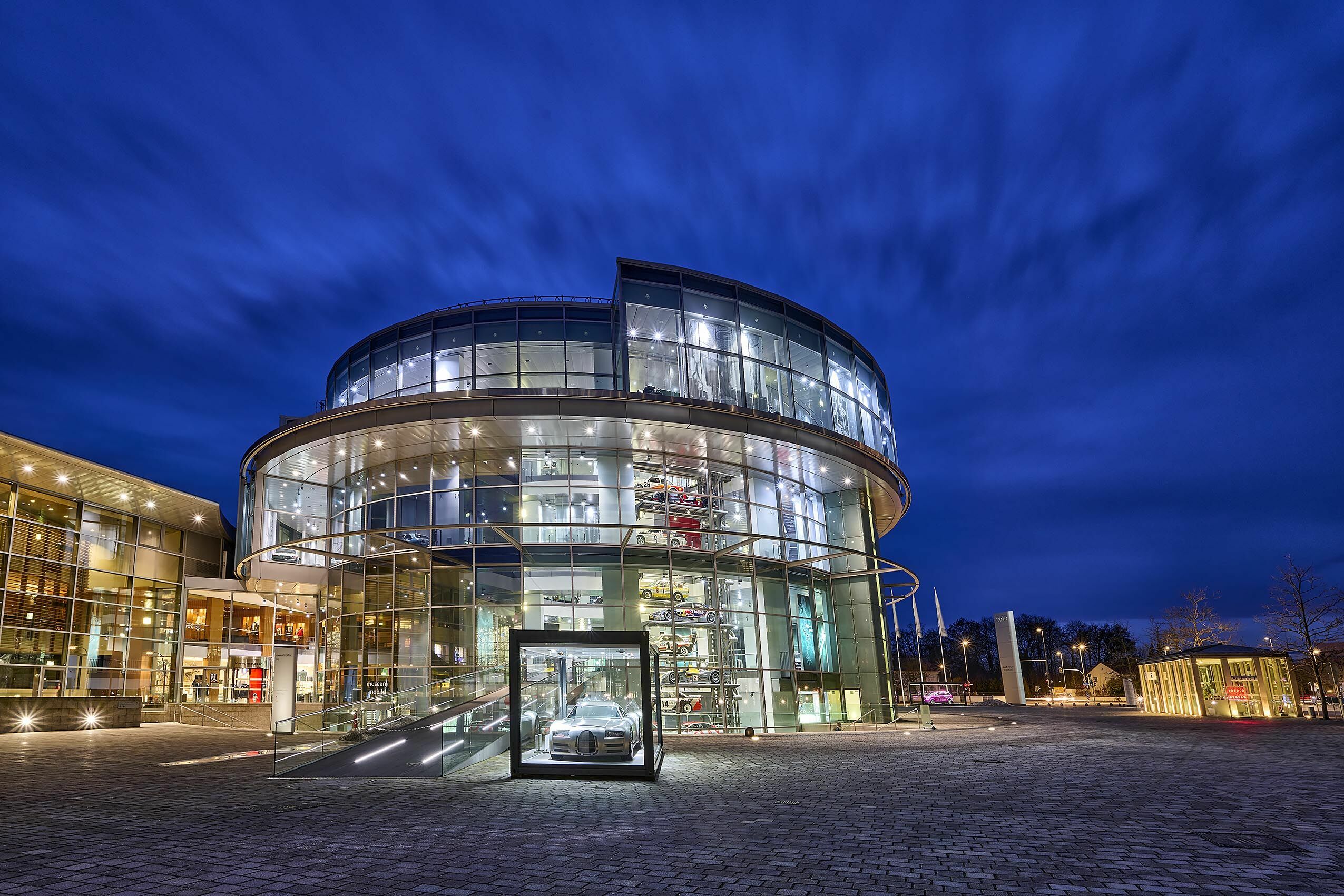 Audi museum mobile by night