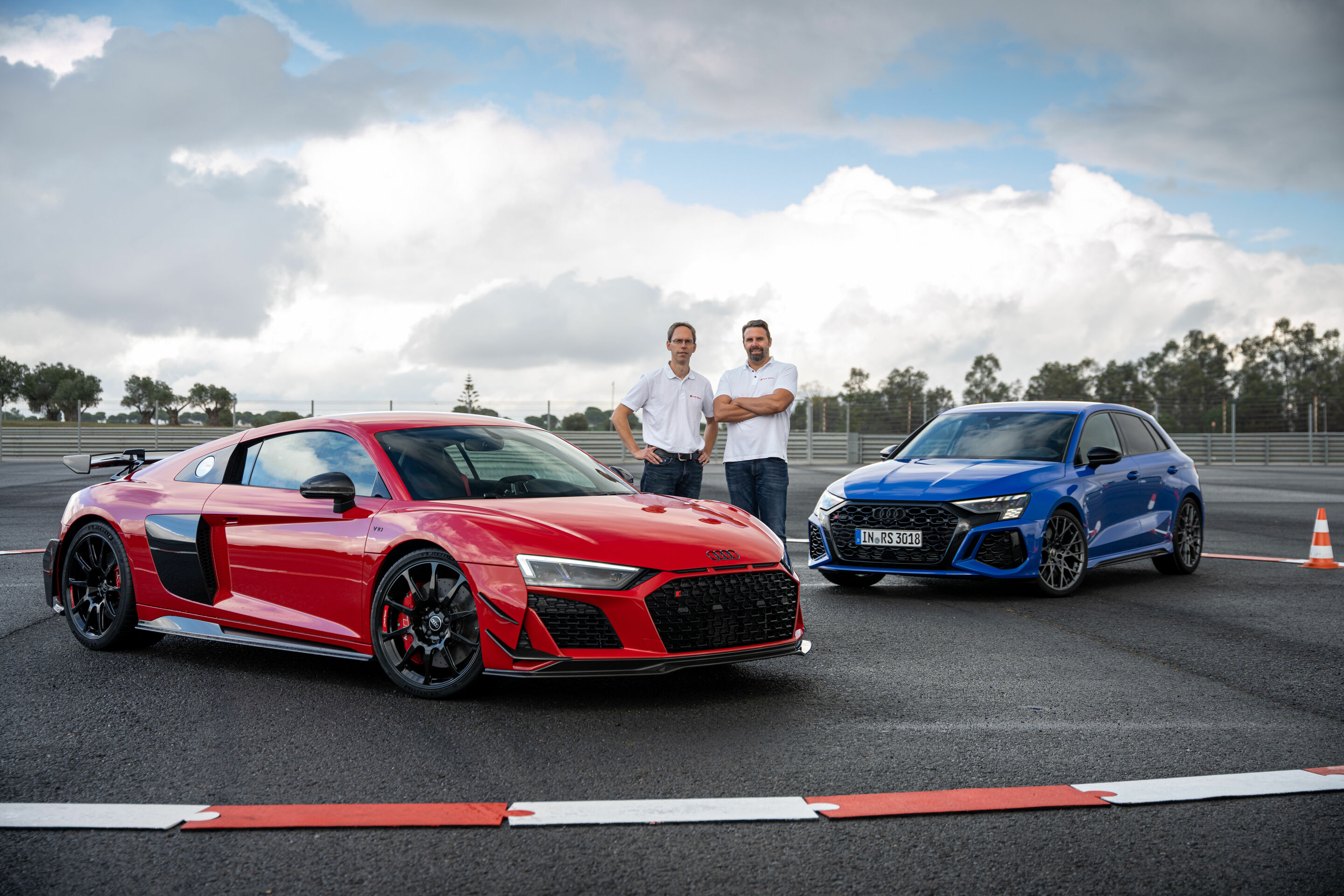 Roland Waschkau, Fahrwerkentwickler Audi R8, und Meic Diessner, Fahrwerkentwickler Audi RS 3 (v.l.n.r.)