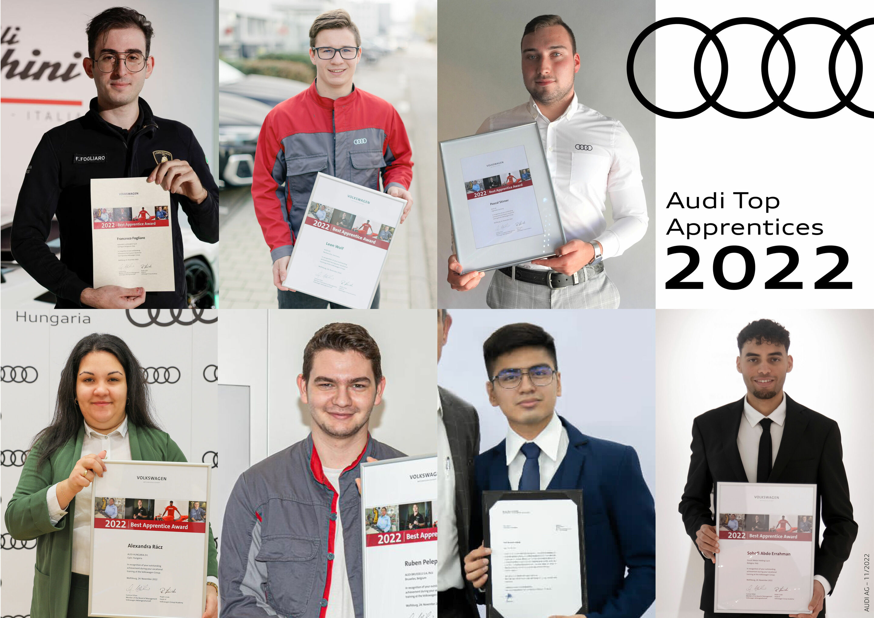 Seven locations, seven best apprentices: Audi’s top trainees in 2022