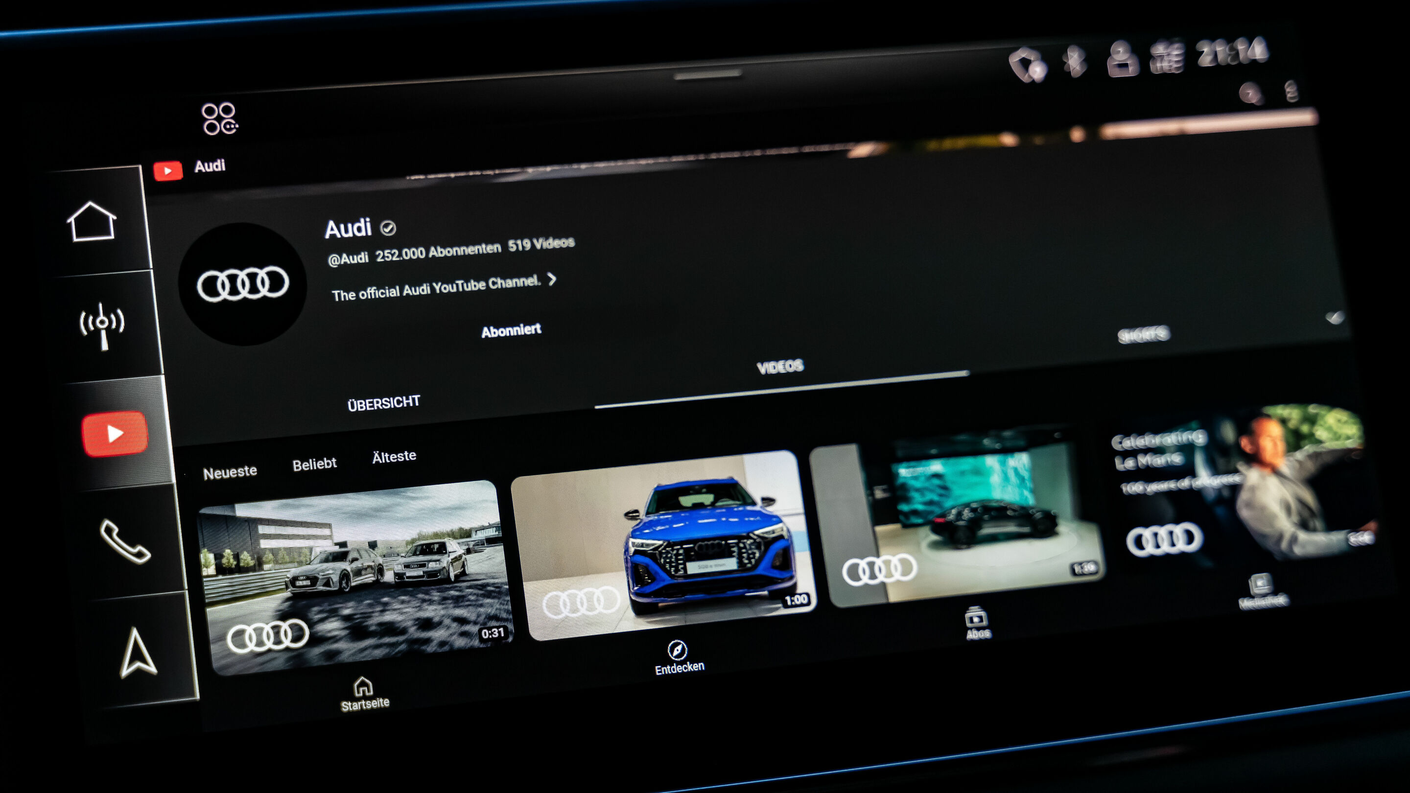 Audi integrates YouTube into various models