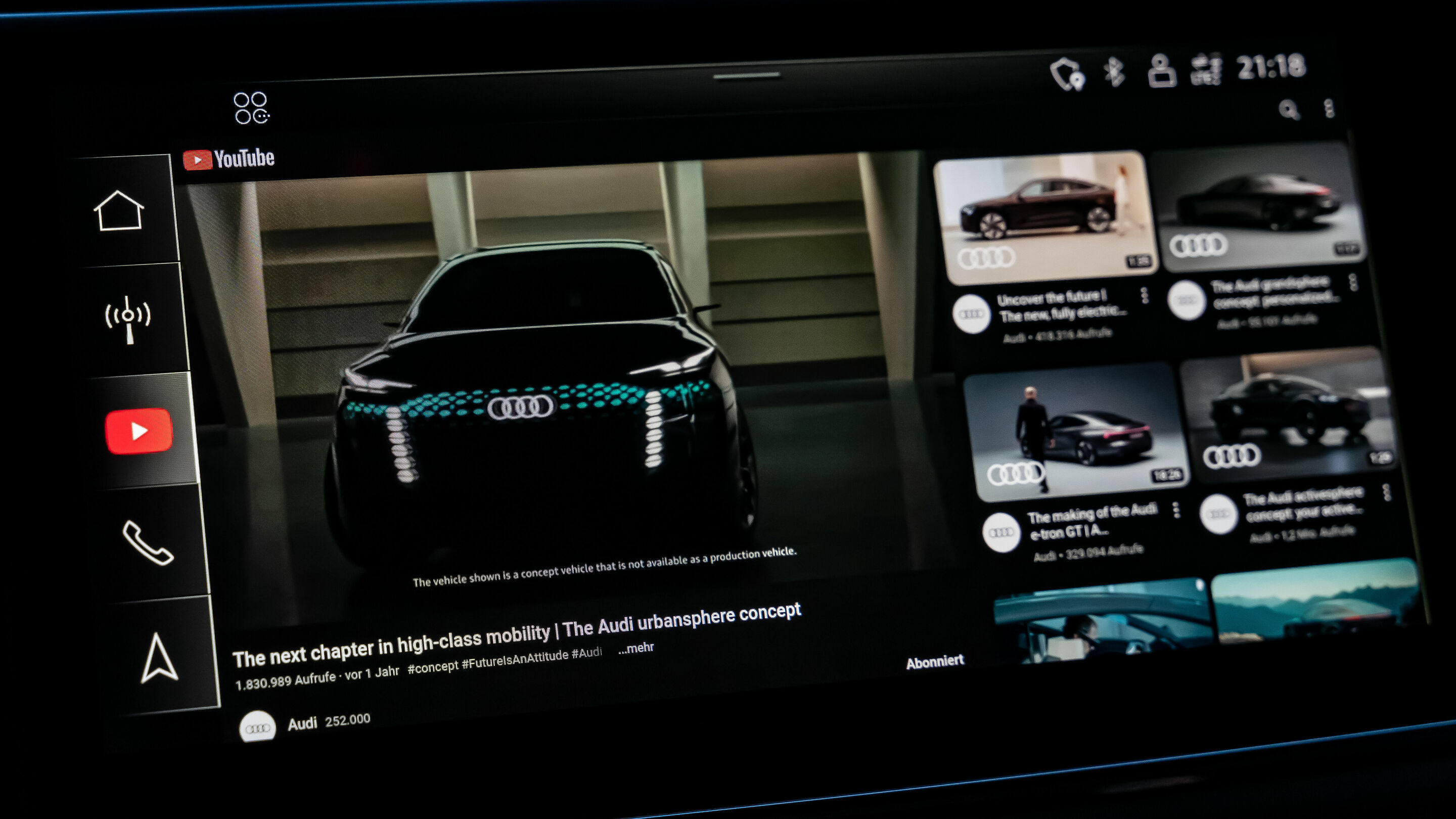 Audi integriert YouTube in eine Vielzahl seiner Modelle