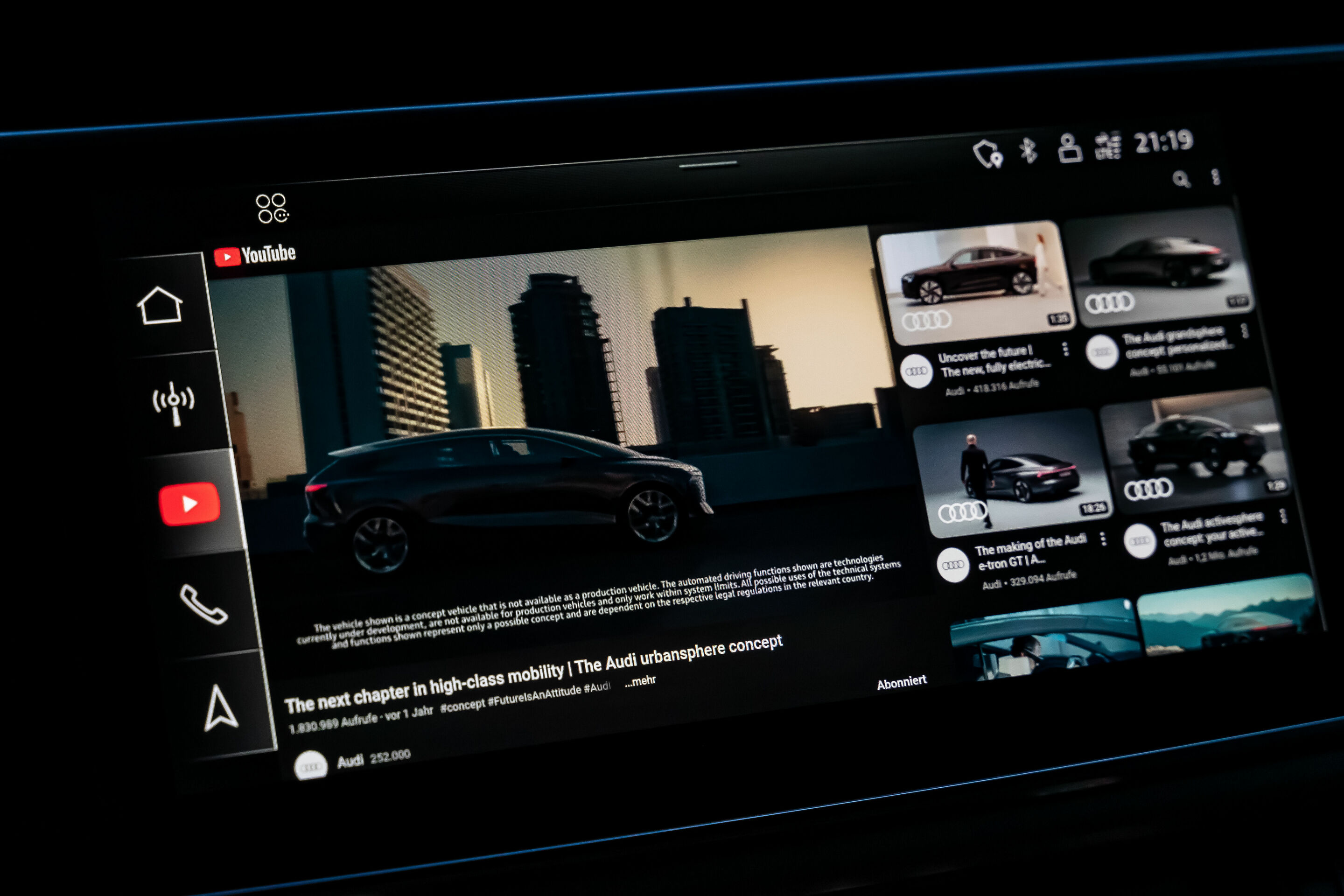 Audi integriert YouTube in eine Vielzahl seiner Modelle