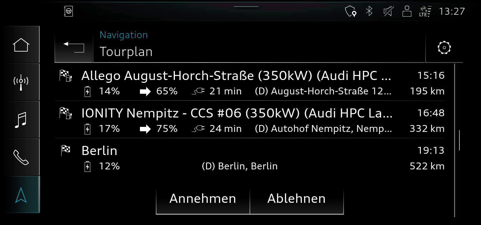Audi e-tron Routenplaner
