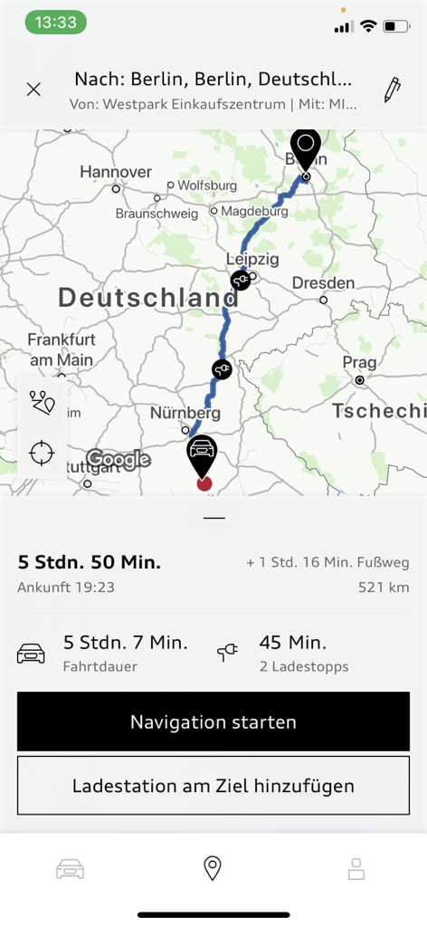 Audi e-tron Routenplaner