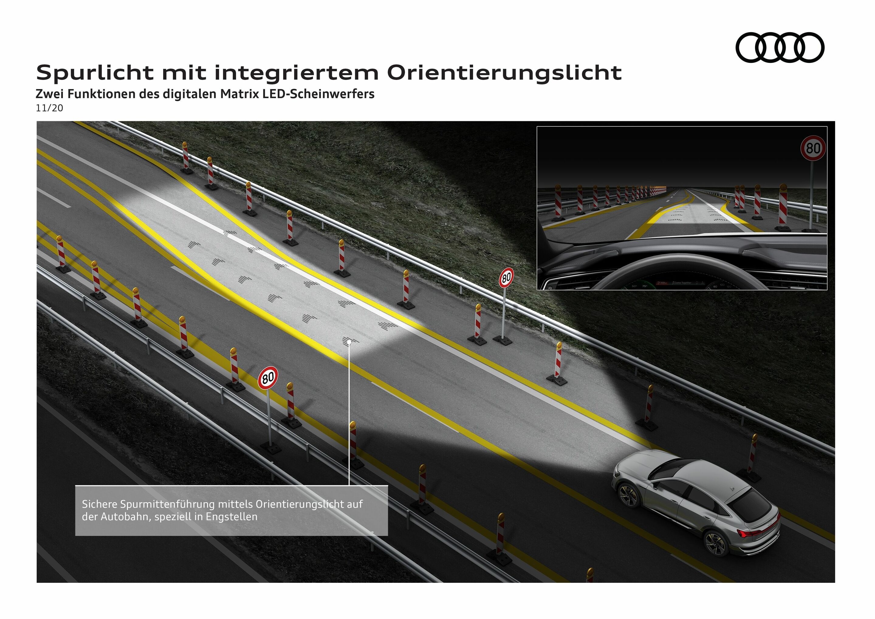 Spurlicht mit integriertem Orientierungslicht
