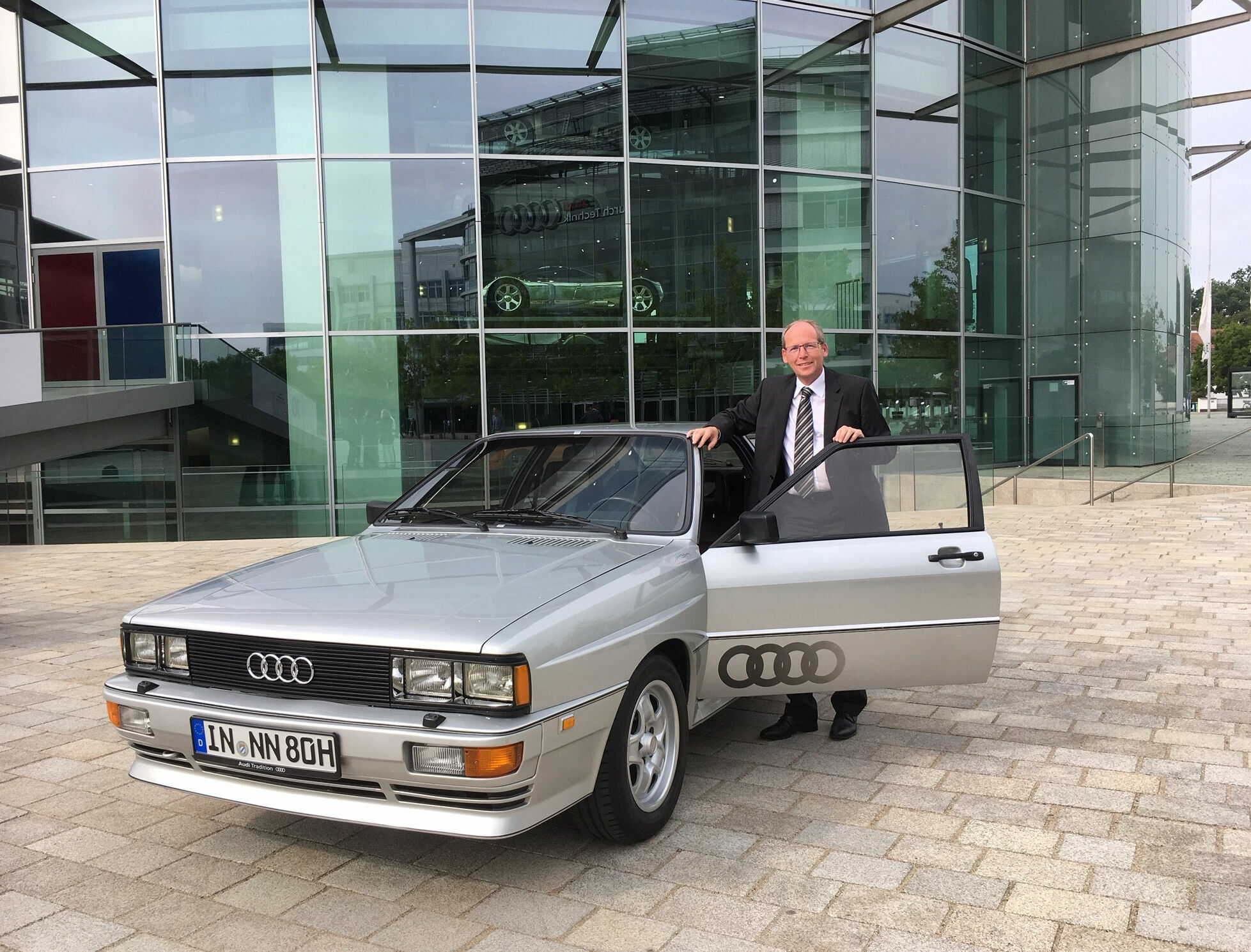 Thomas Frank, Head of Audi Tradition and Auto Union GmbH till December 31, 2020, an the legendary “Ur-quattro”.