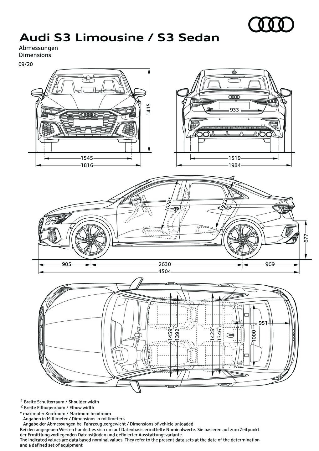 Dimensions S3 Sedan Audi MediaCenter