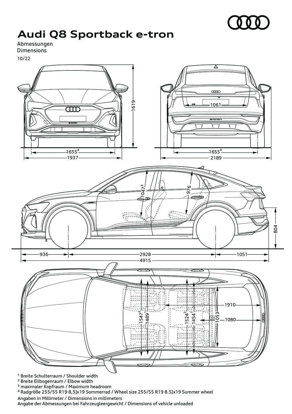Abmessungen Q8 Sportback etron Audi MediaCenter