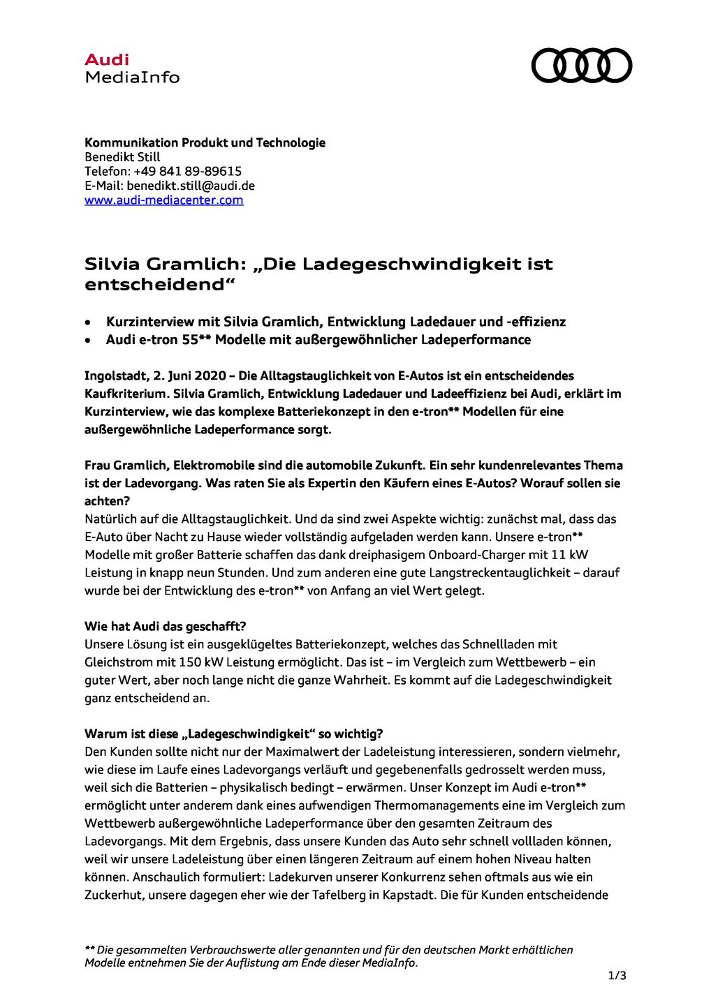 Kurzinterview - Silvia Gramlich: „Die Ladegeschwindigkeit ist entscheidend“