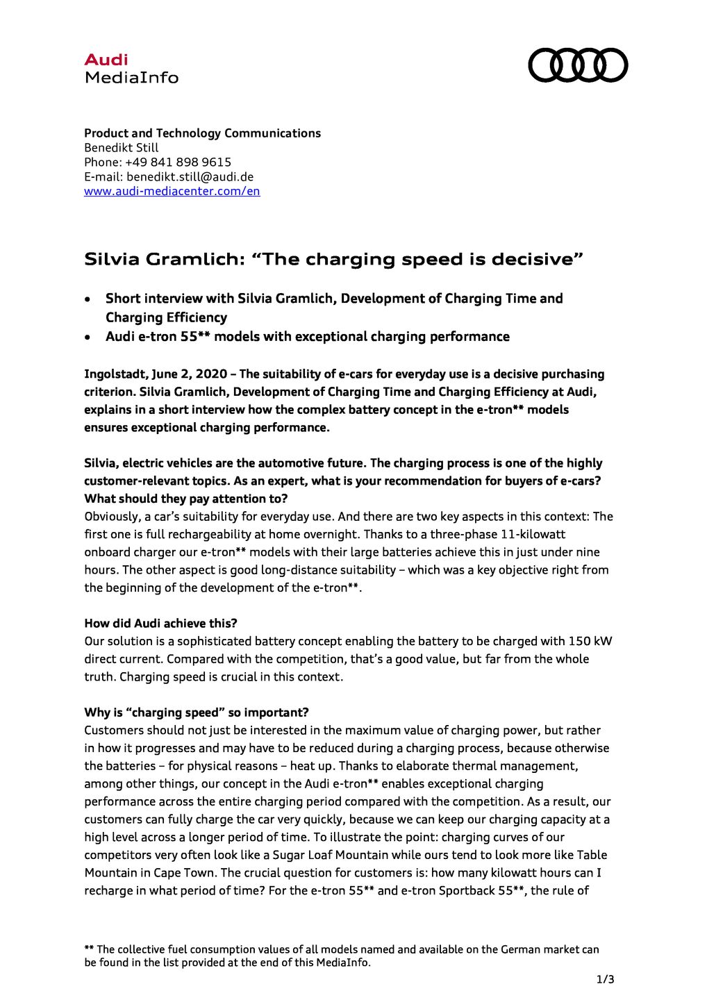 Short interview - Silvia Gramlich: “The charging speed is decisive”