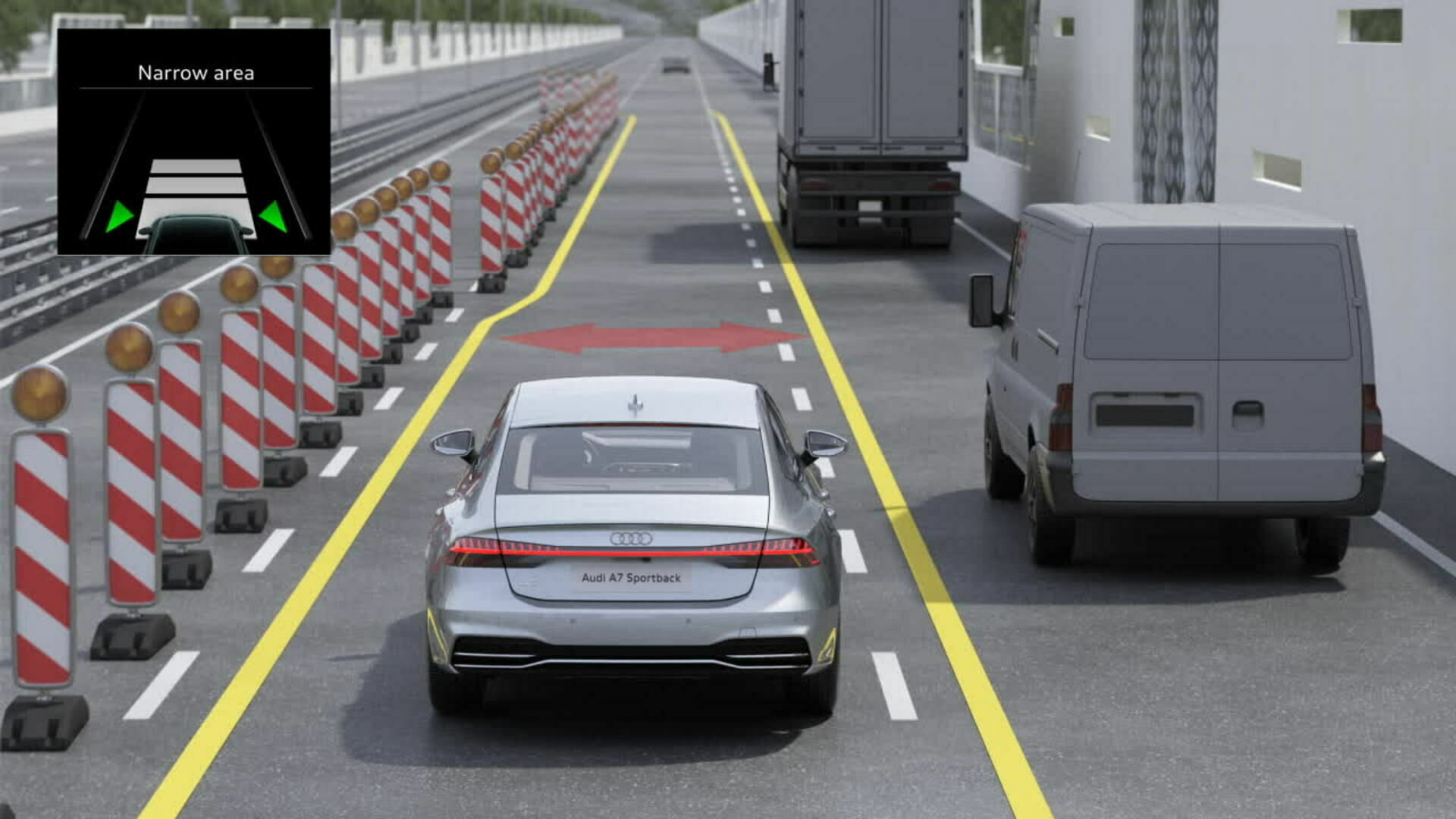 Audi A7 Animation narrowed road assist