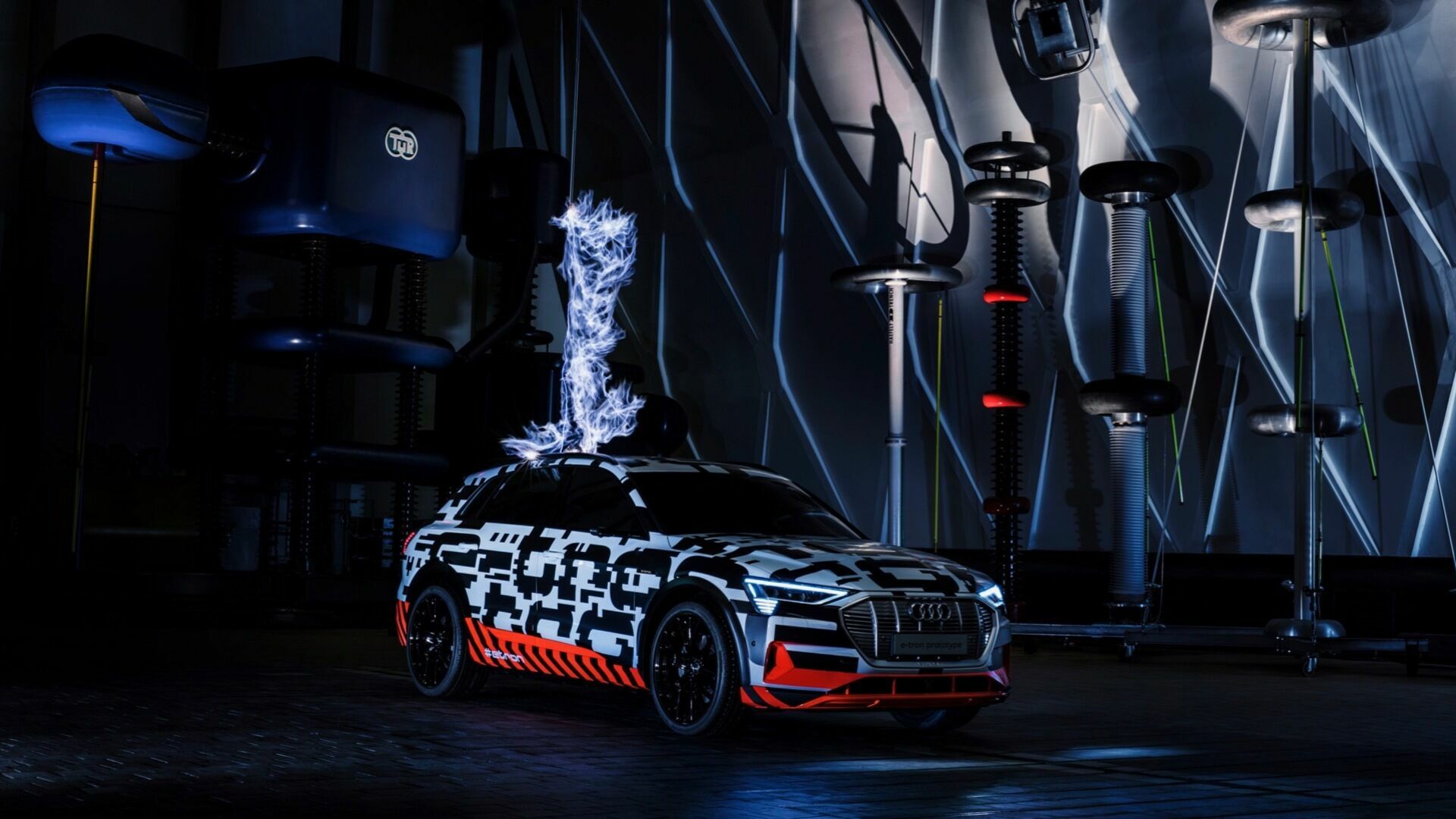 The Audi e-tron prototype in a Faraday cage