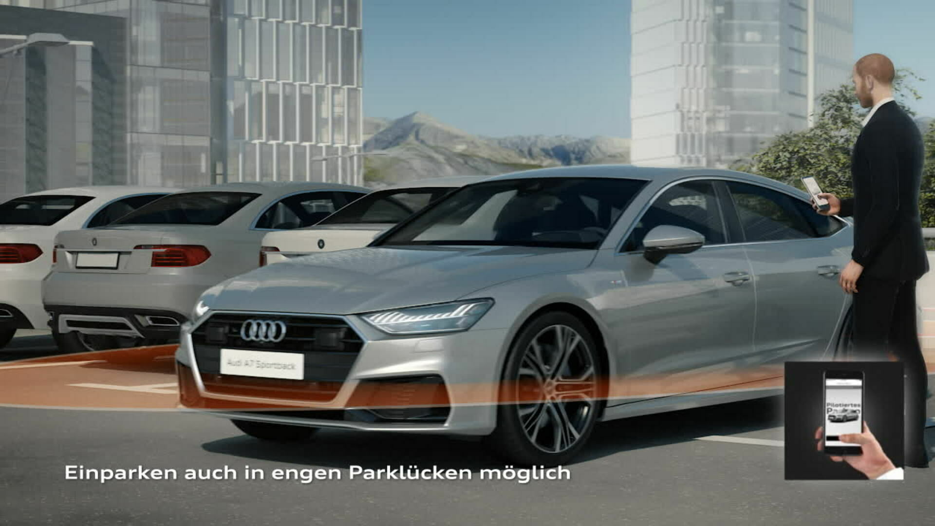 Audi A7 Animation Park-, Garagenpilot und Manövrierassistent