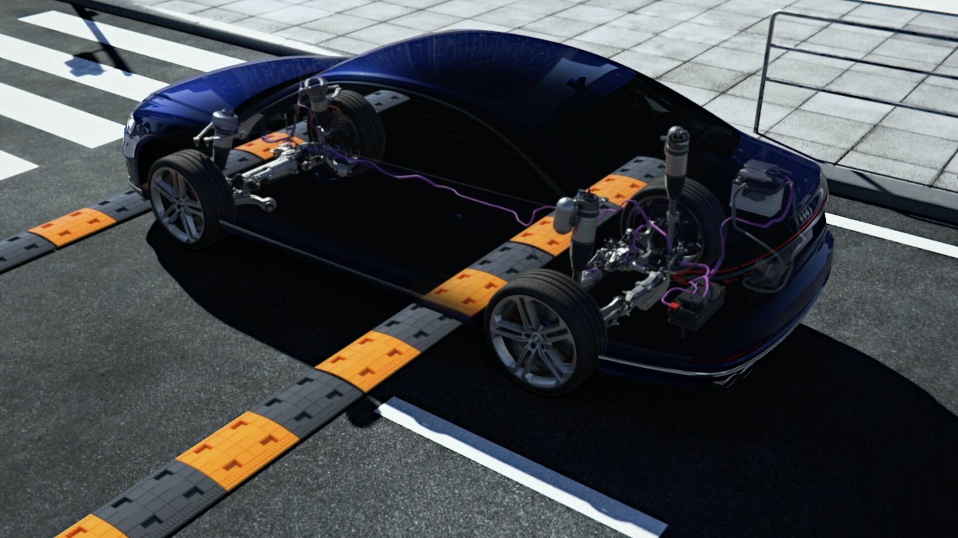 Audi S8 Predictive active suspension (Animation)