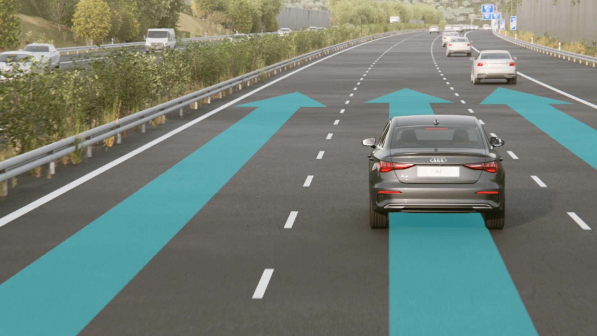 Animation Audi A3 Limousine – Navigation mit HD Traffic