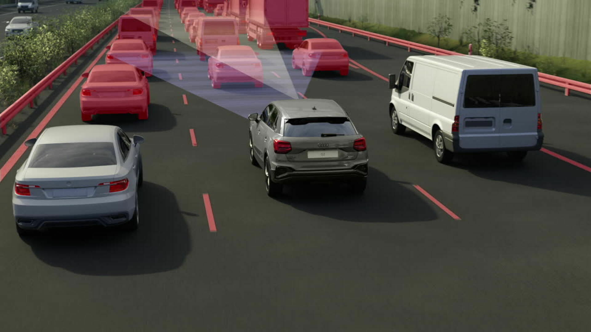Animation: Audi Q2 – Adaptiver Fahrassistent