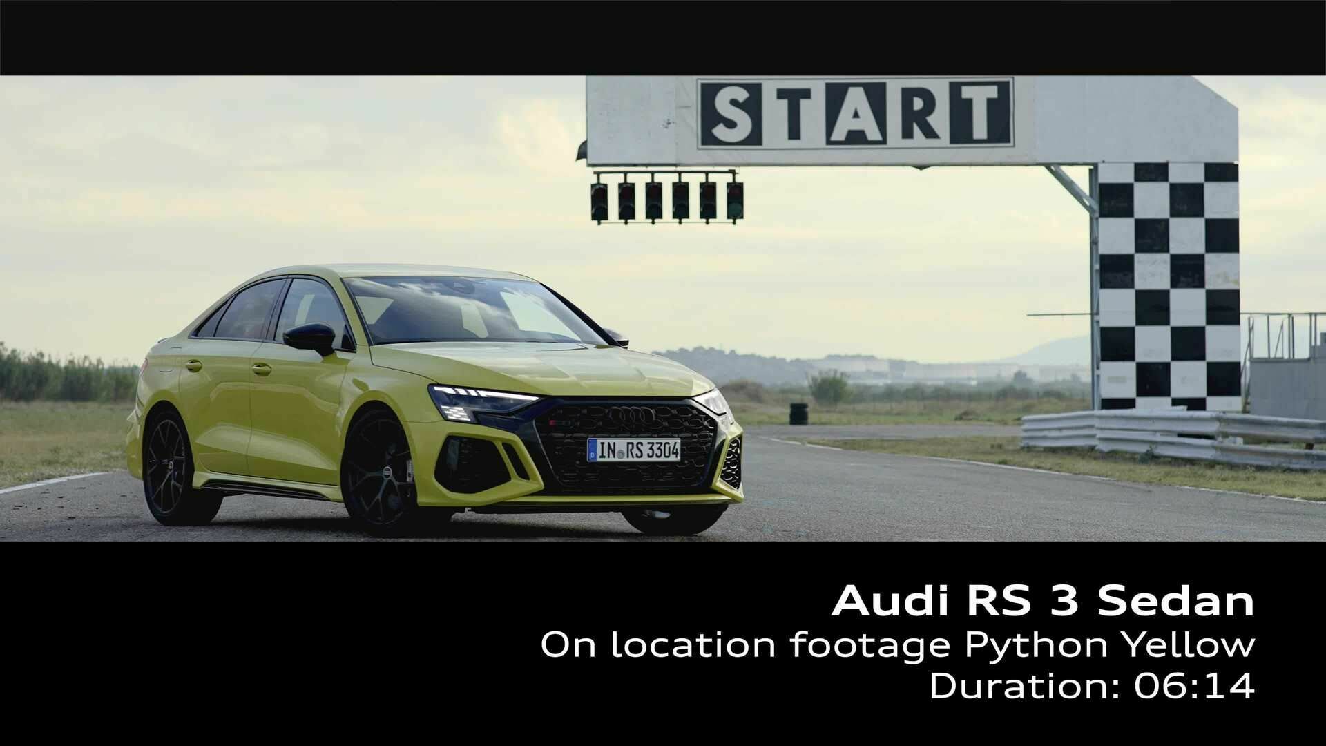 Footage: Audi RS 3 Sedan Python yellow on the race track
