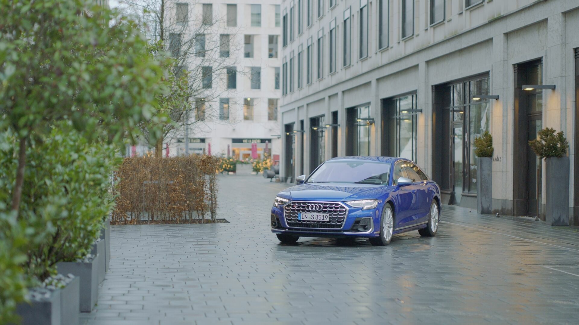 The Audi S8, the Audi A8 L and the Audi A8 TFSI e on location 