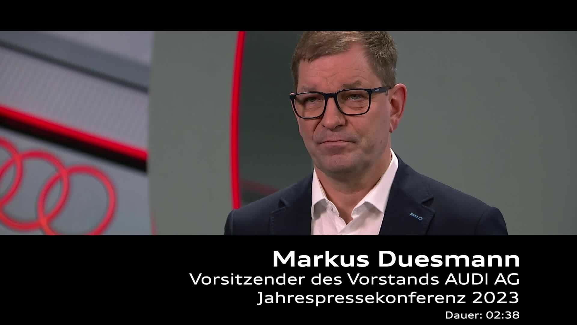 Footage: Statement von Markus Duesmann zur Jahrespressekonferenz 2023