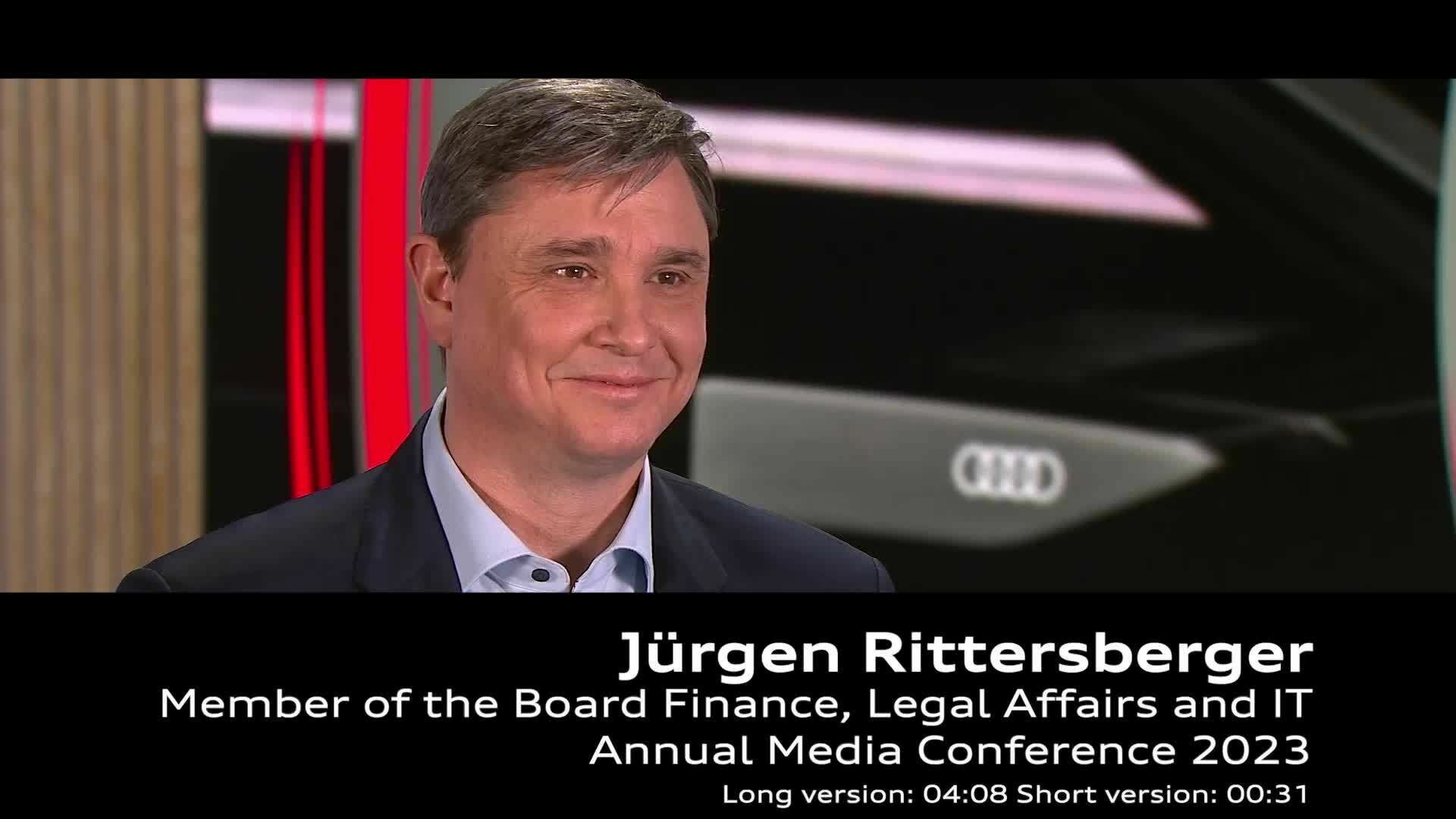 Footage: Statement from Jürgen Rittersberger at the Audi Annual Media Conference 2023