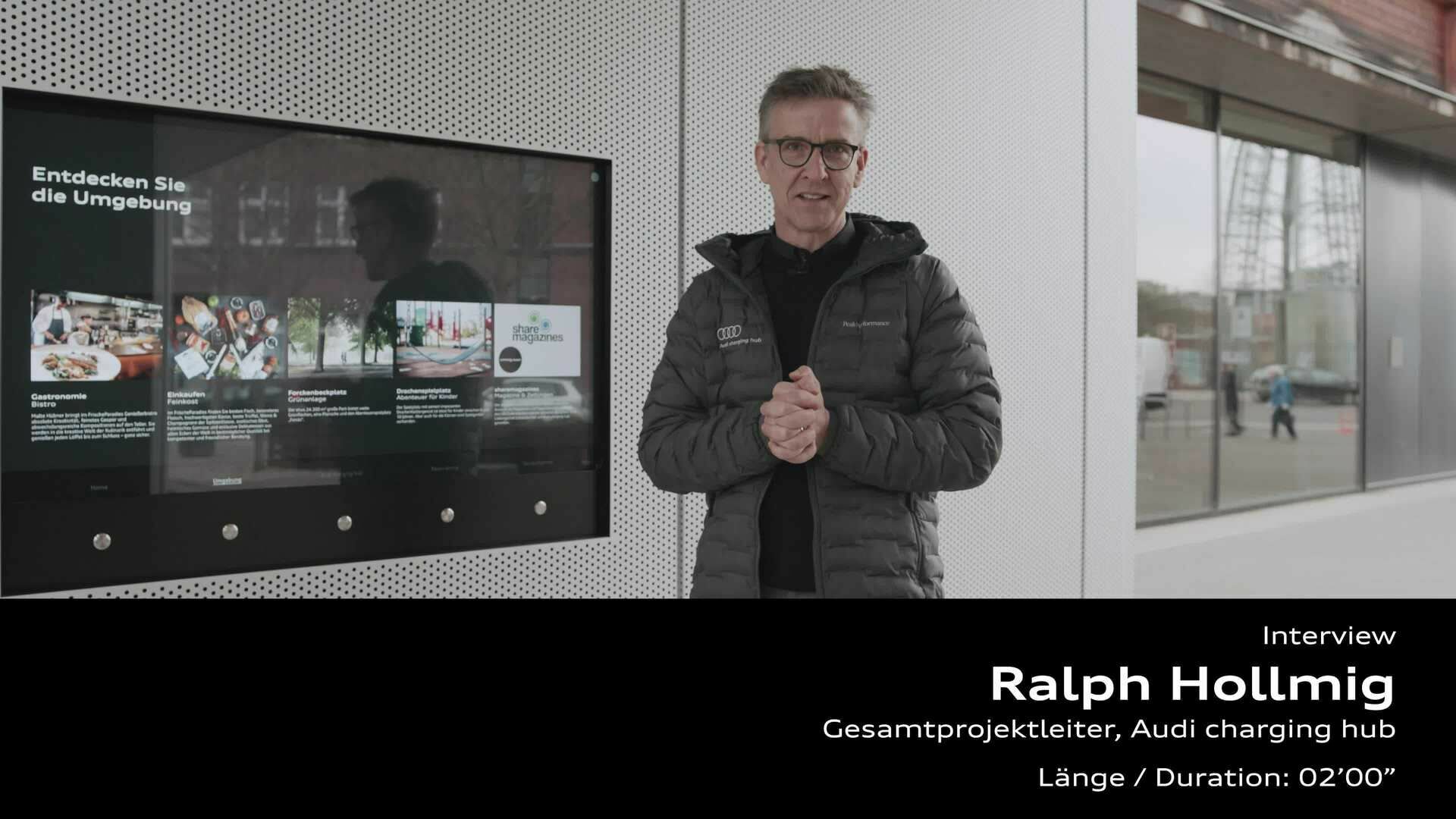 Footage: Statement von Ralph Hollmig zum Audi charging hub Berlin