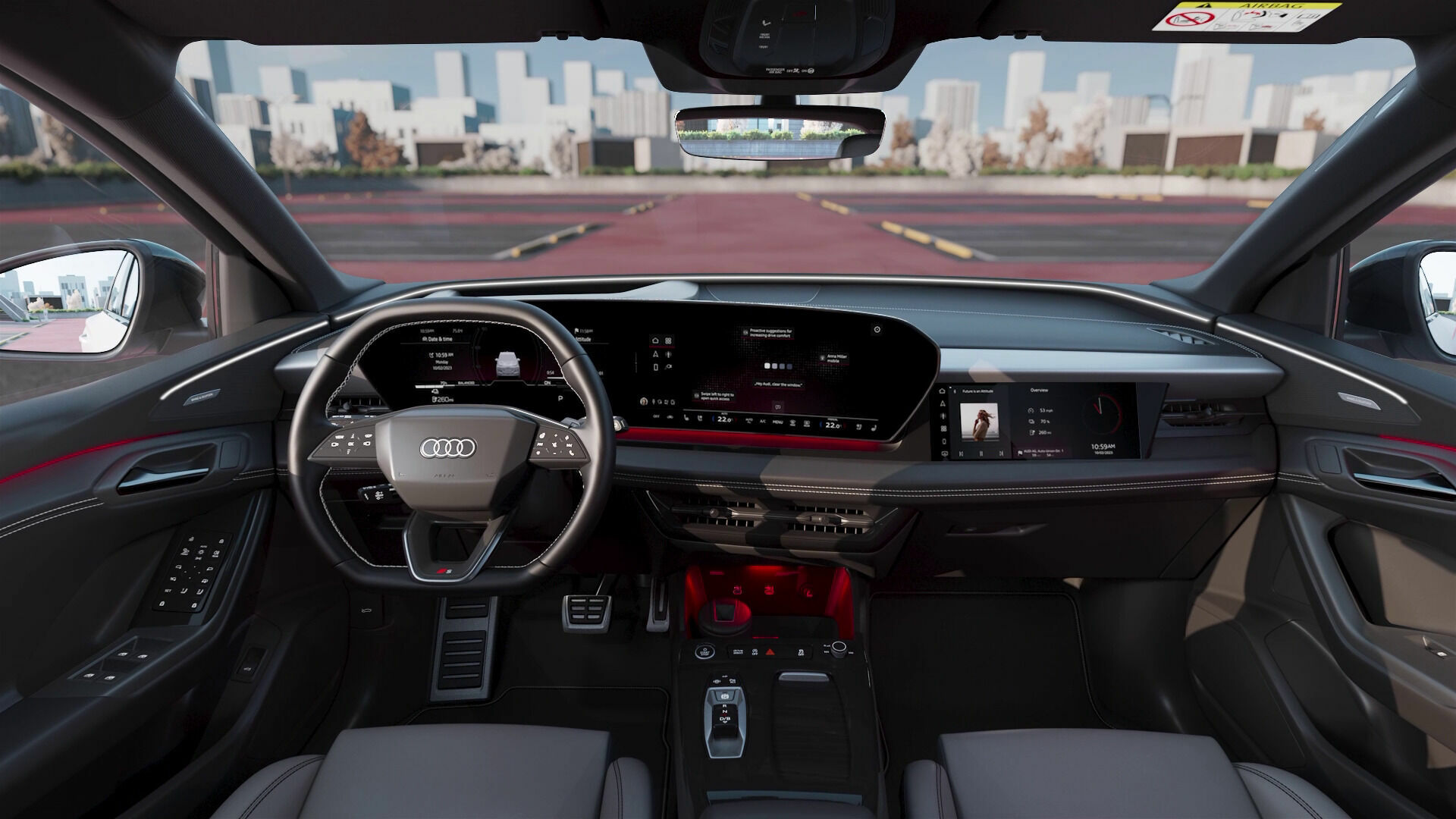 Animation: Audi Q6 e-tron Prototyp – Interieur-Bedienkonzept und Betriebssystem