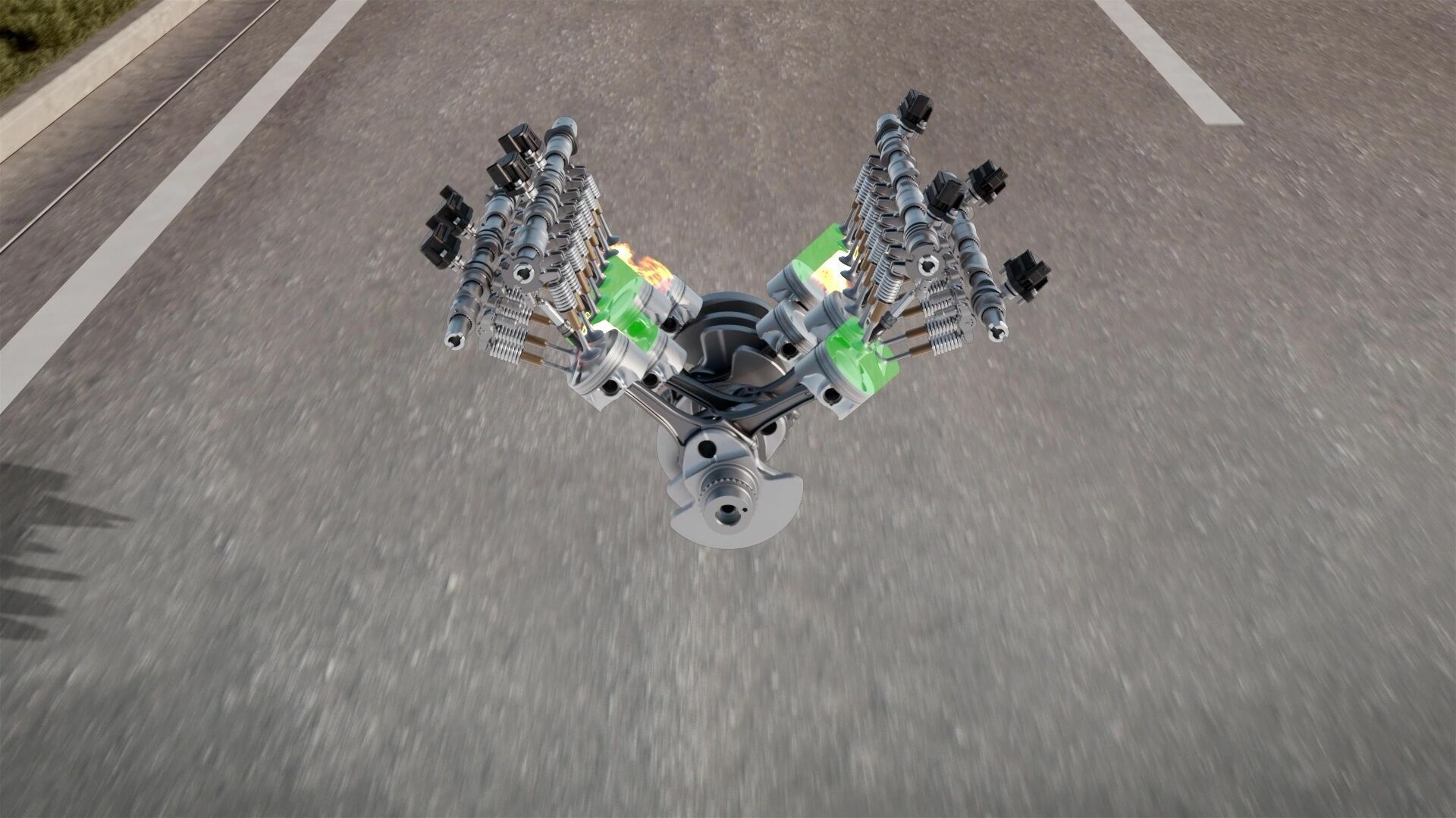 Animation: Audi SQ8 – 8-cylinder TFSI engine with cylinder on demand (COD) and sport exhaust system