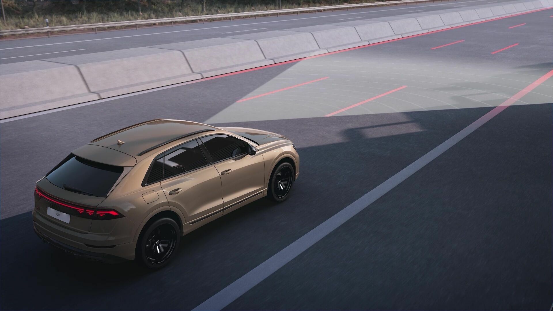 Animation: Audi Q8 – Assistenzpaket Parken plus und adaptiver Geschwindigkeitsassistent